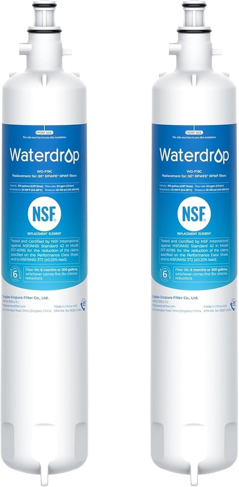 Waterdrop Refrigerator Water Filter, Replacement for GE® RPWFE ,2 Pack