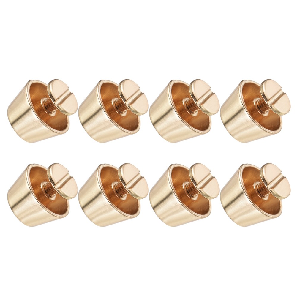 Screw Back Stud Spike (12x7mm) 8pcs, Flat Head Stud Rivets Gold Tone