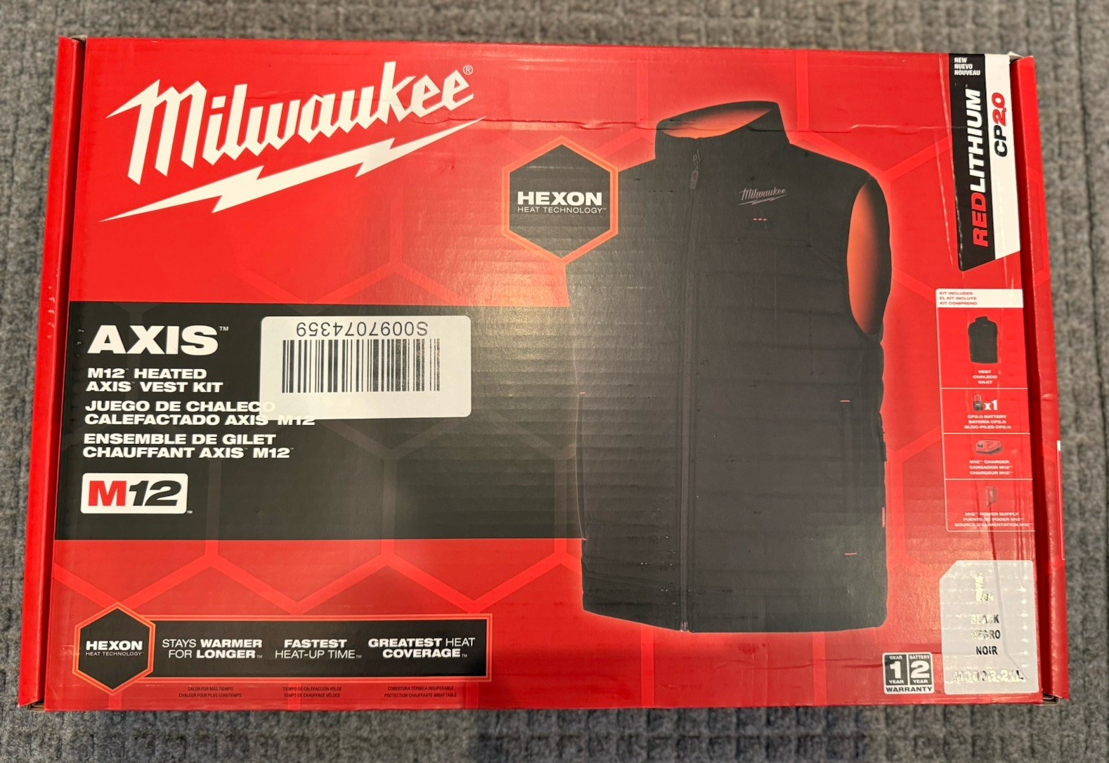 NEW Milwaukee Men's LARGE M12 Axis Black Heated Vest Kit M300B-21L