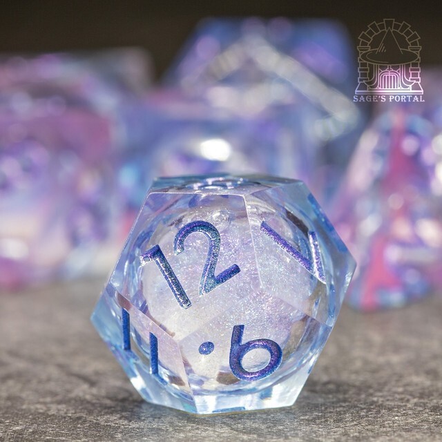 Sage's Dancing Souls Liquid Core Sharp Edge Resin Dice Set | Dnd Dice RPG Dice