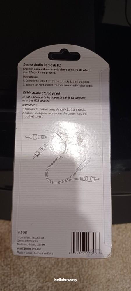 Electrohome Stereo Audio Cable Shielded Design Eliminate Noise