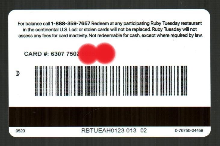RUBY TUESDAY Assorted Vegetables ( 2023 ) Gift Card ( $0 )