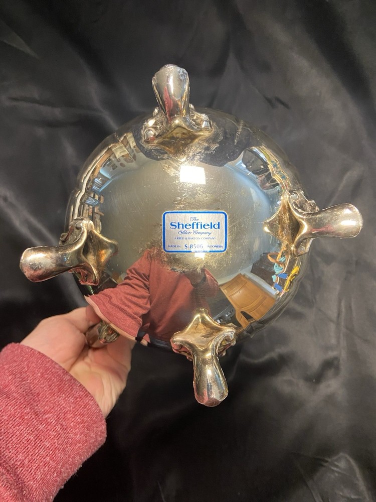 Vintage 80s Sheffield Silver Co Footed Water Pitcher Holloware S8506 9" Tall