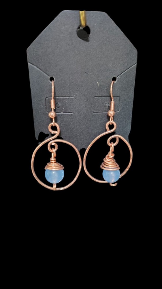 Handmade Aquamarine And Copper Earrings