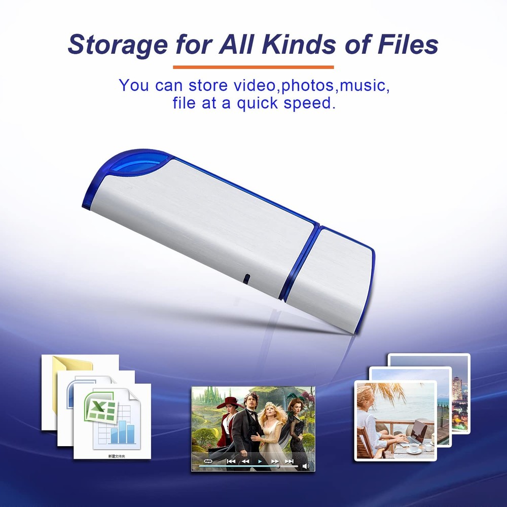 32GB FAT32 Format USB 2.0 Flash Drives, Memory Stick for Game White