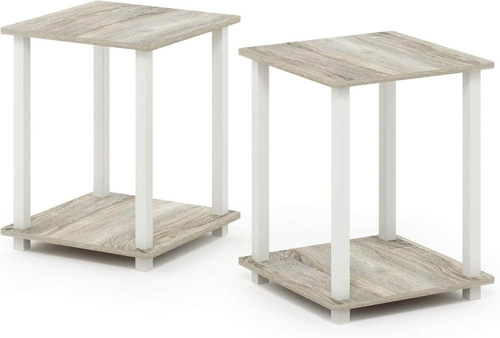 SIMPLISTIC Side Table Set of 2 2-Tier Square Modern End Table Nightstand Night