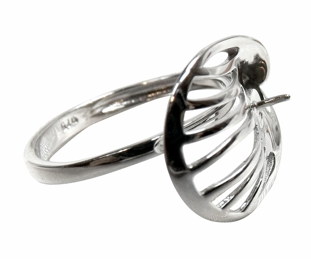 Large Open on Top Adjustable Sized 925 S Silver Ring Setting