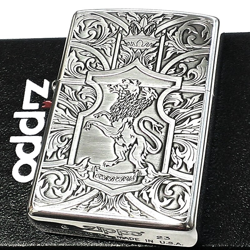Zippo Cerberus Crest Silver Ibushi Etching Double Sided Processing Lighter Japan
