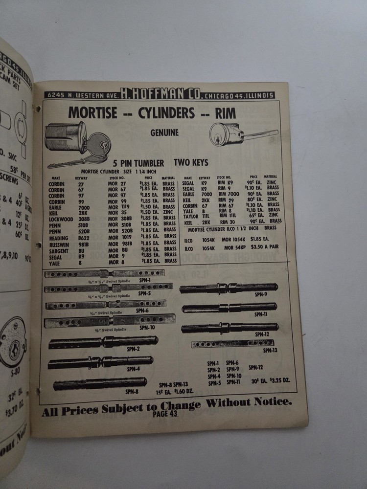 Vintage Hoffman Company Locksmithing Catalog