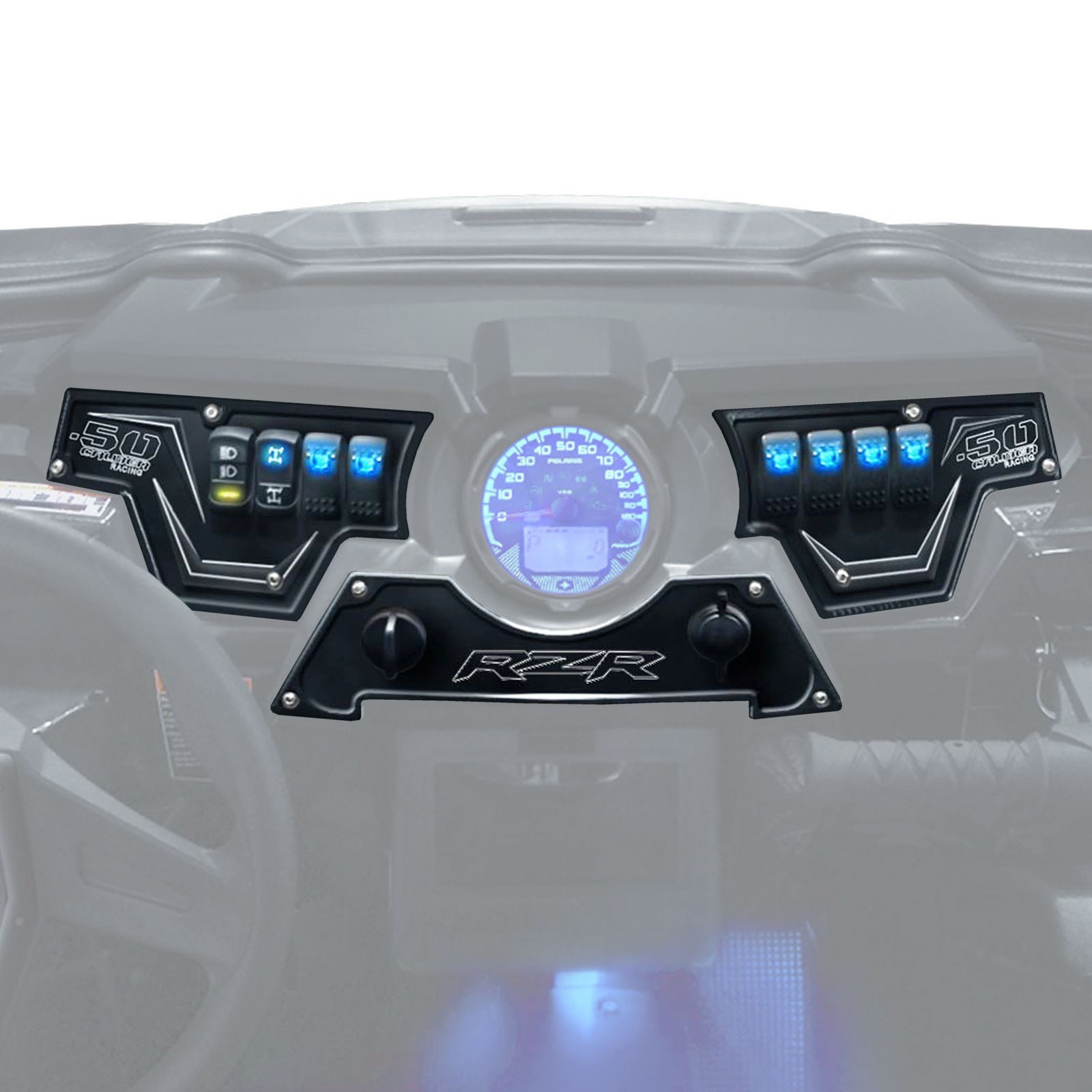 8 Hole CNC Billet Dash Switch Panel 3pc Combo Kit RZR XP 1000 Turbo S 900 Black