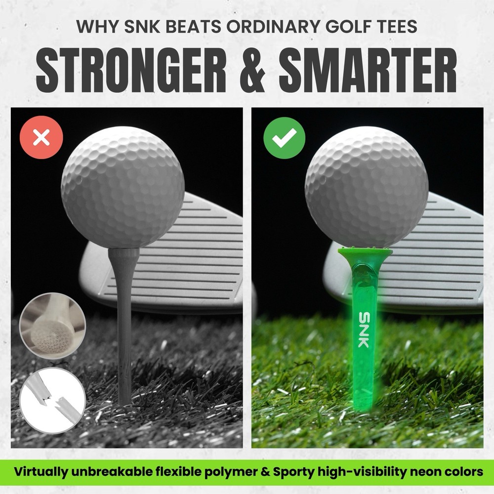 SNK Golf Tees (3 Pack-21pcs) – Virtually Unbreakable Plastic – Long Drive