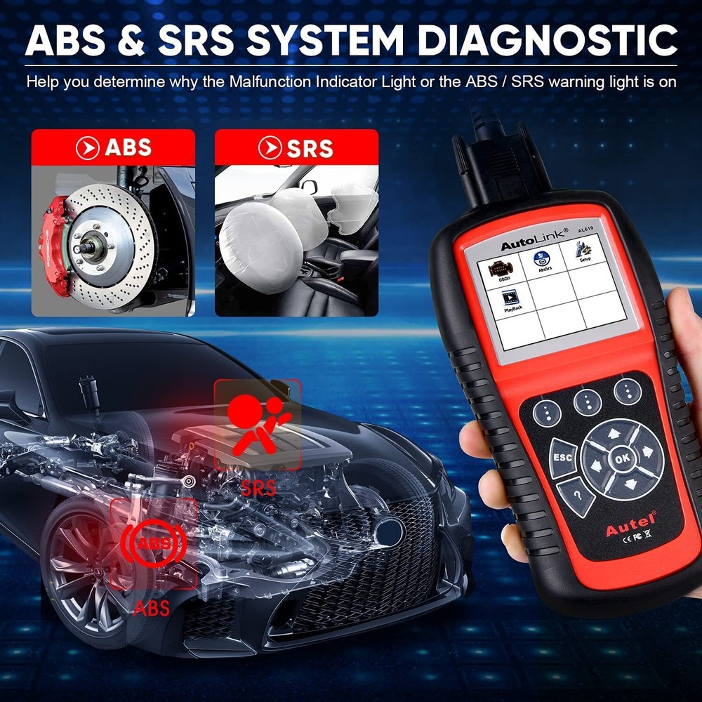 Autel AutoLink AL619 OBD2 Diagnostic Scanner Engine Fault Codes Reader ABS SRS