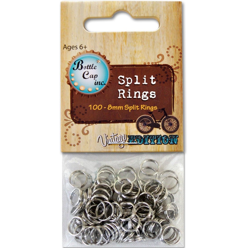Bottle Cap Inc Vintage Split Rings 8mm 100/Pkg Silver