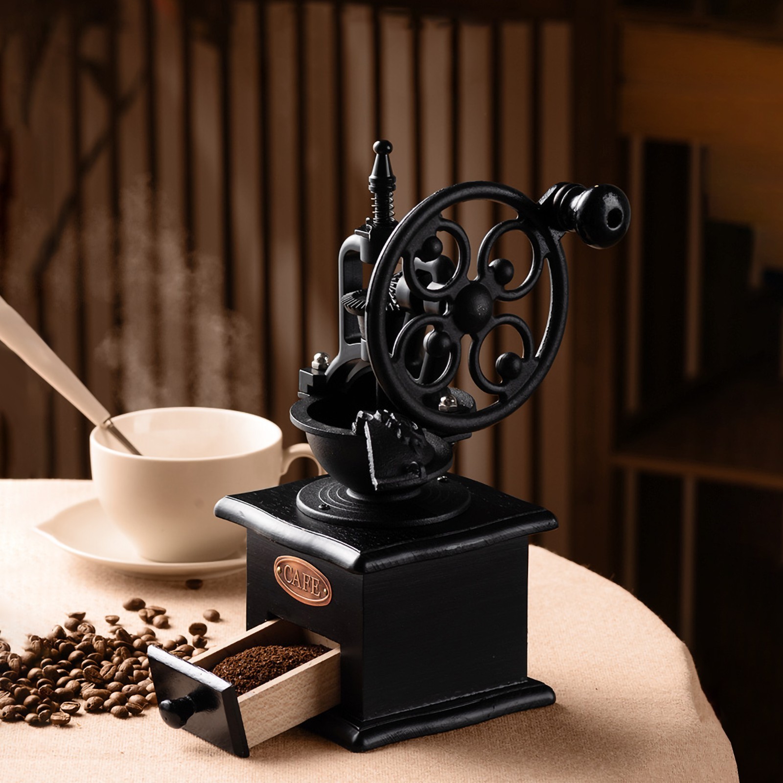 Old-fashioned manual coffee grinder (Ferris Wheel model) - Retro style