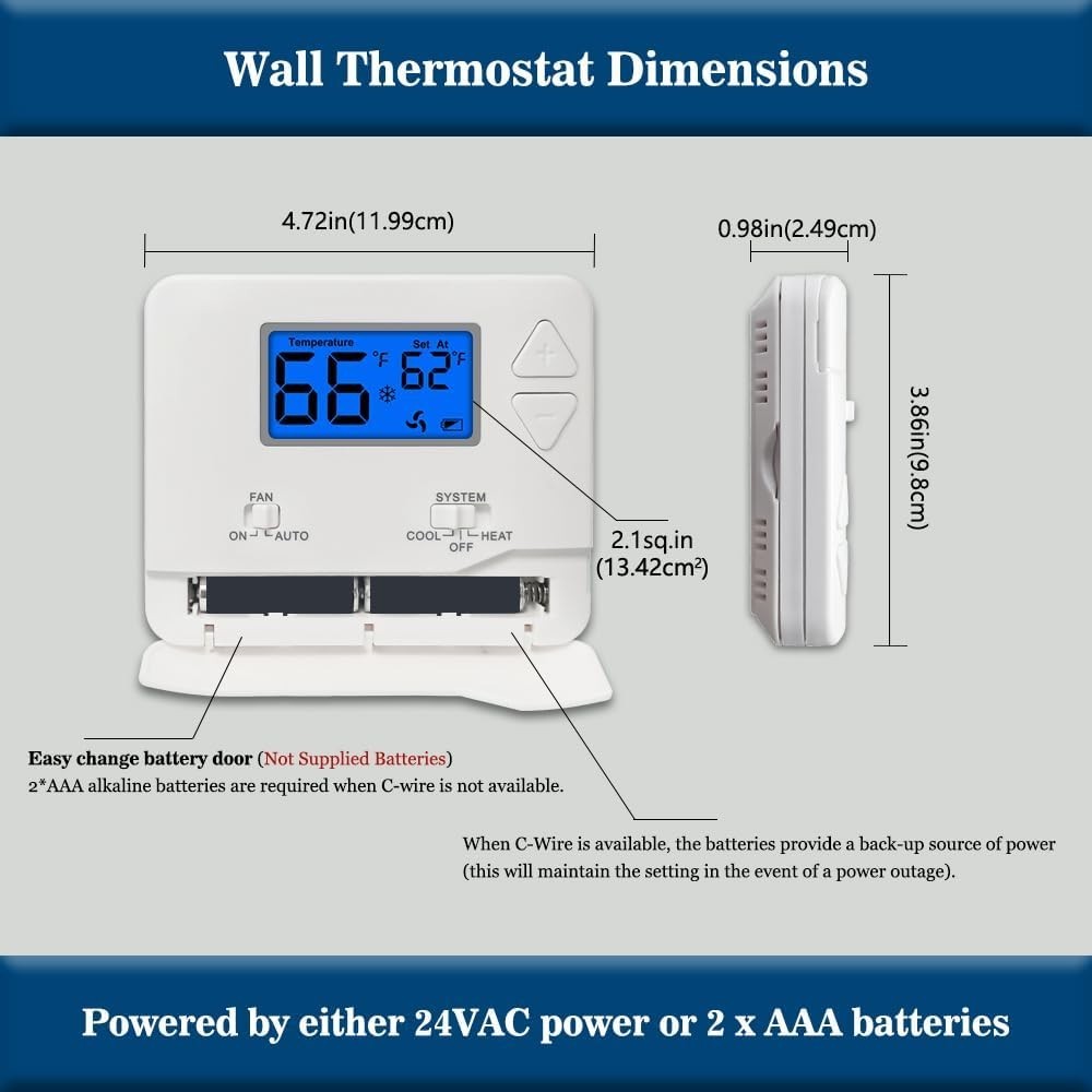 Elegant Non-Programmable Thermostat for Every Heating System - Easy Installation