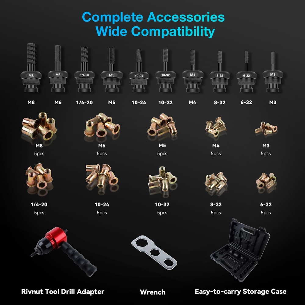 YUZES Rivet Nut Tool Kit, Gun Adapter Compatible with...