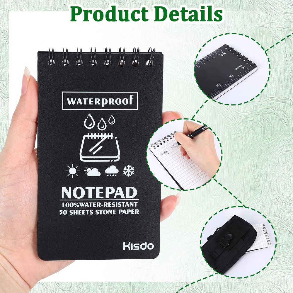 6 Pcs Waterproof Notebook Set, Write in The Rain Notebook, All Weather Notebo...