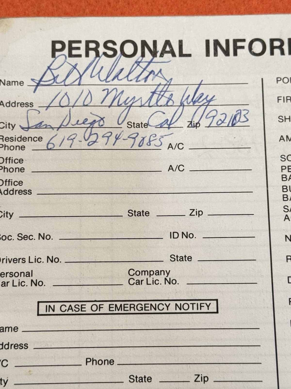 Bill Walton Personally Owned & Signed 1990-1991 Desk Calendar NBA NCAA