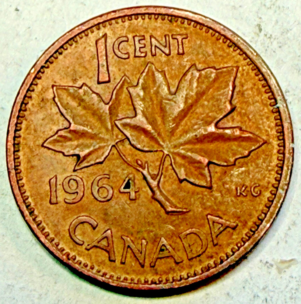 1964 Canadian 1 Cent Coin Penny