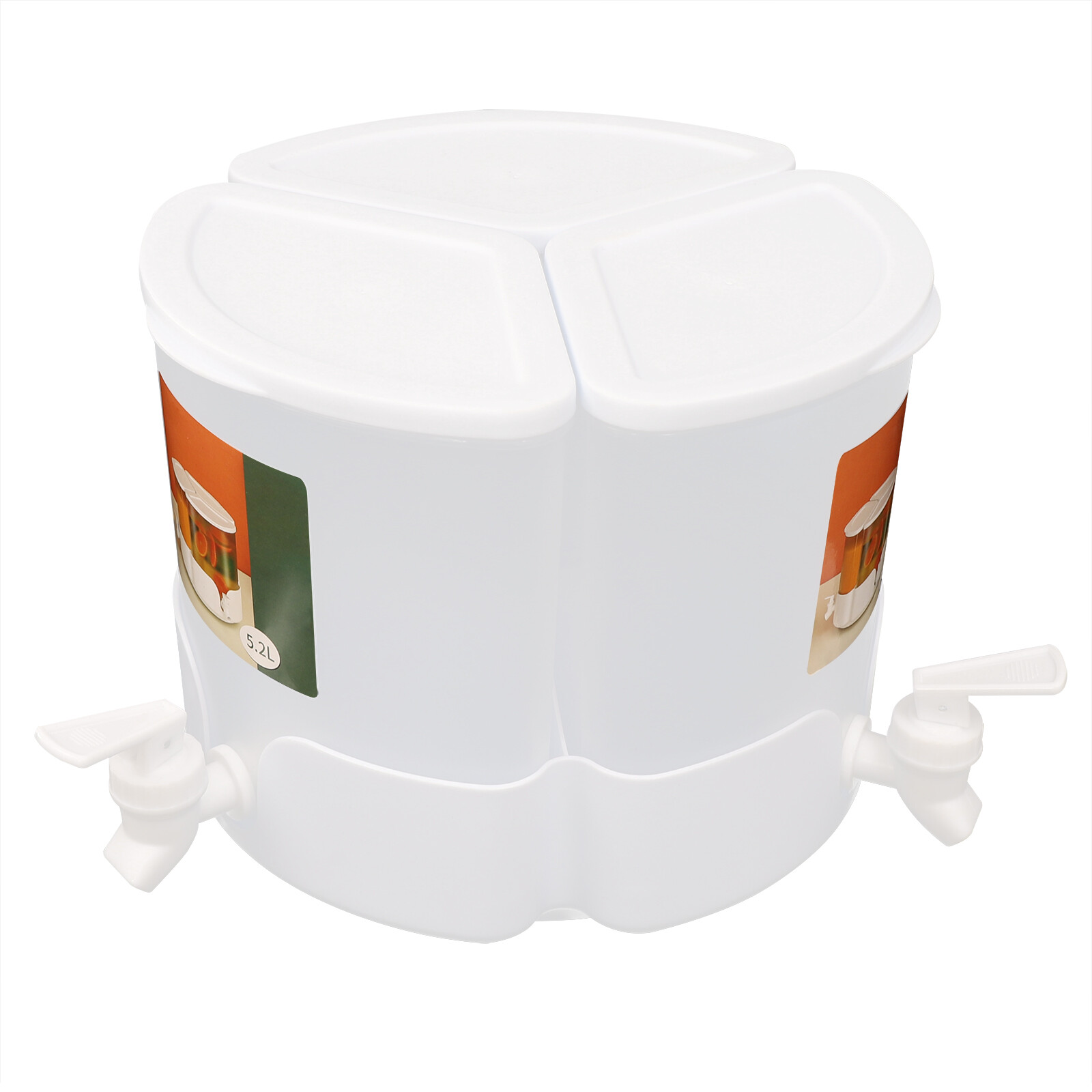 5.2L Juice/Drink Dispenser 3-in-1 Beverage Dispenser W/ 3* Faucet, 360° Rotation