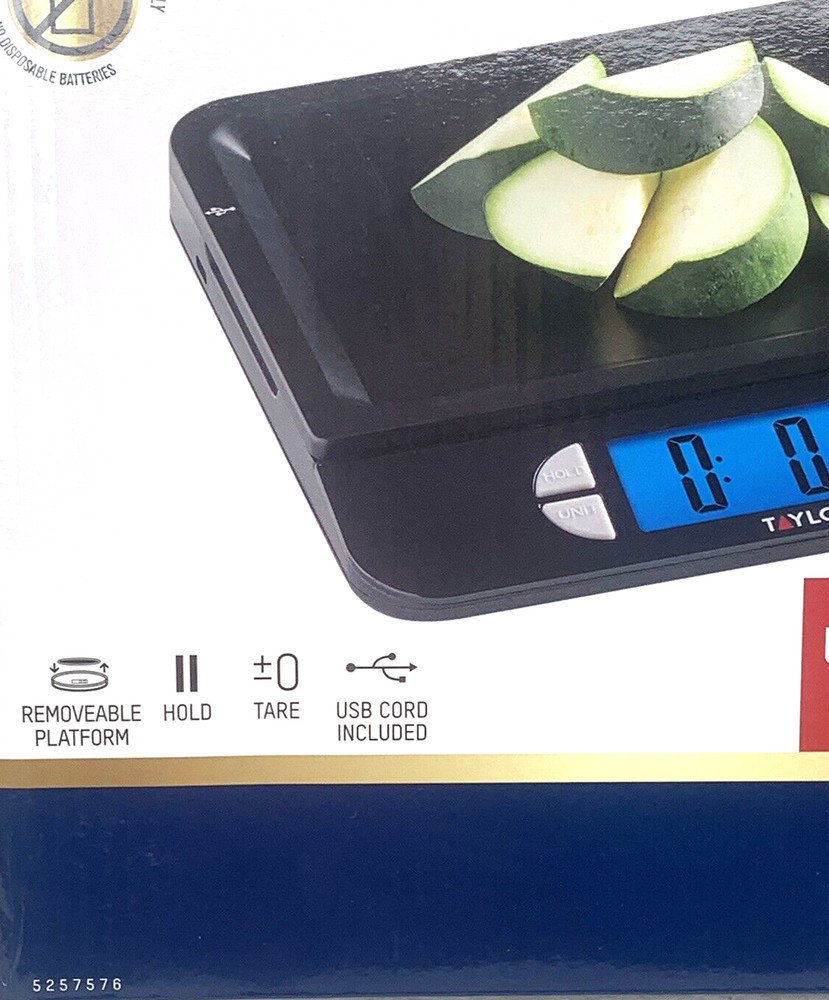 Taylor Kitchen Digital Scale Max 11 Lb. USB Rechargeable Multi-Function Black