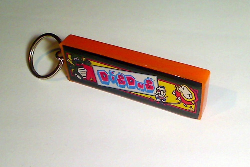 Dig Dug Arcade Marquee Coin Door accessory Keychain