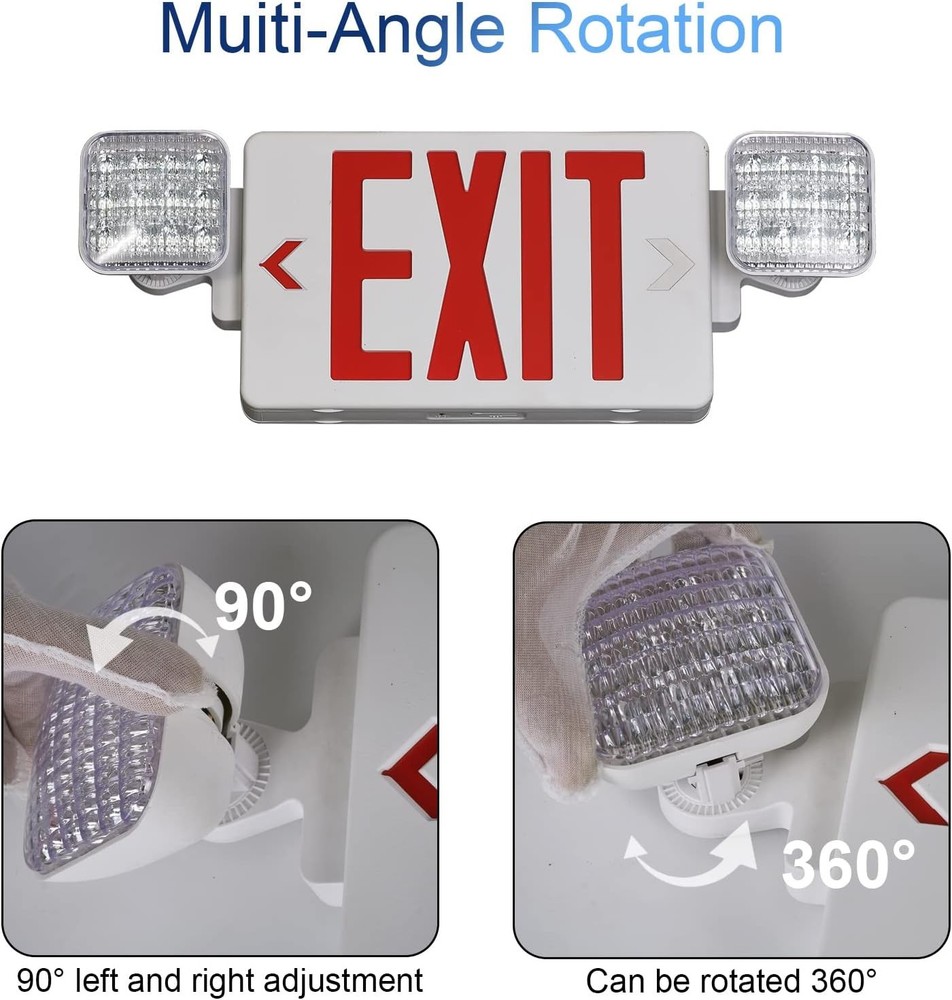 Exit Sign with Emergency Lights Red LED Emergency Exit Light with Battery Backup