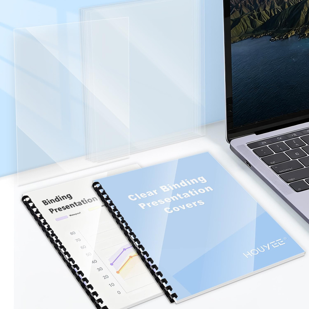 200 Pack 4.5 Mil PVC Binding Presentation Covers, Clear Report Cover Sheets for