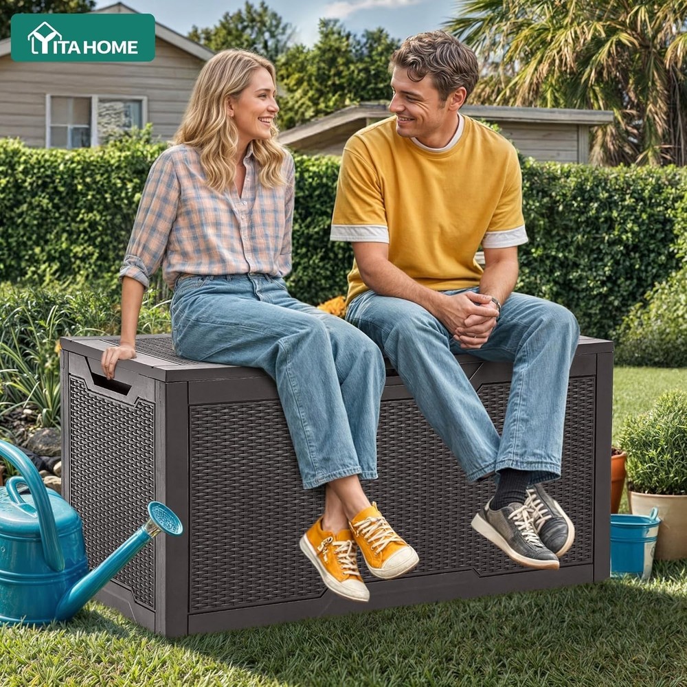 Spacious 100 Gallon Deck Box with Waterproof Design - Extra Seating Included