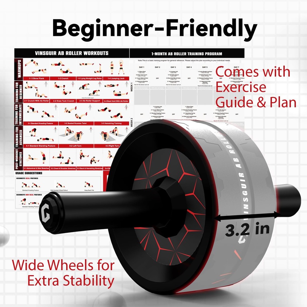 Ab Roller Wheel, Abs Workout Equipment for Abdominal & Core Strength Training...
