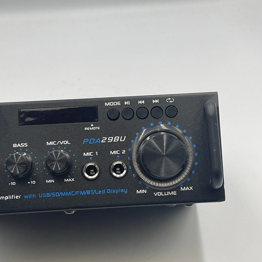 Pyle Compact Bluetooth FM Power Amplifier 100WX2 Max 2 Inputs w/ RCA & Terminals