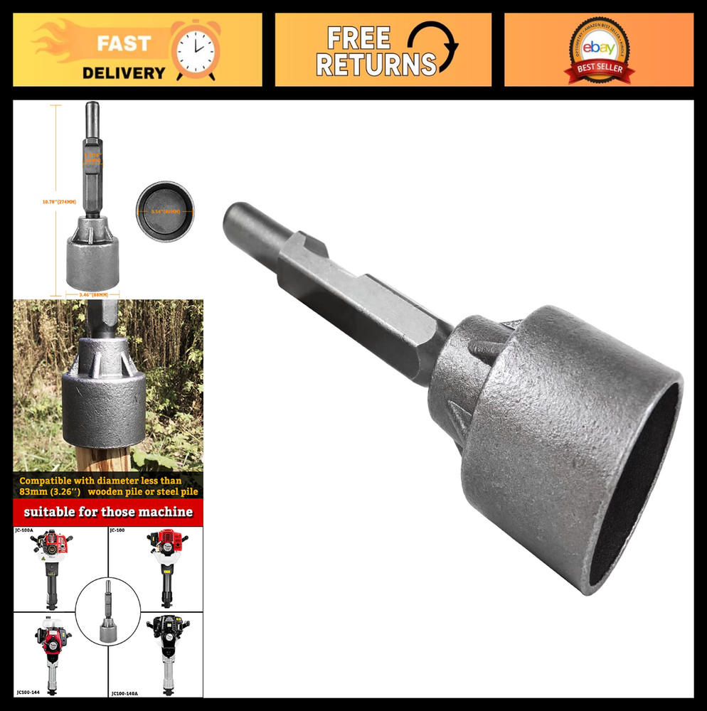 30mm Hex Shank T Post Driver Pile Socket - Demo Hammer Attachment Tool