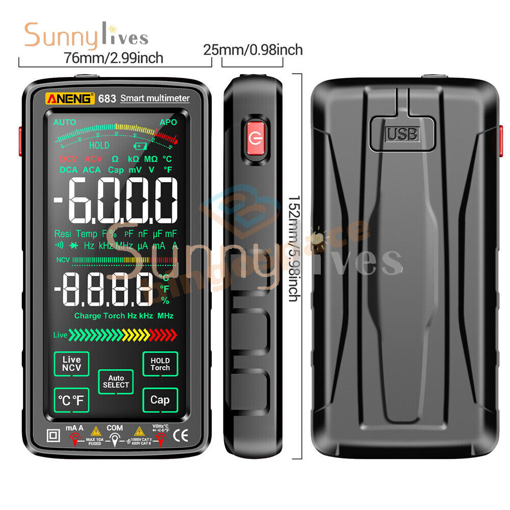 ANENG 683 6000Counts Large Touch Screen Digital Multimeter Burn proof Multimeter