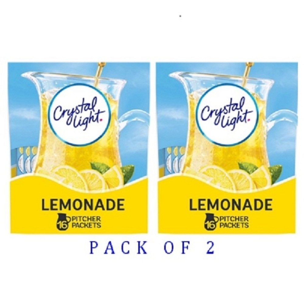 2 PACK - 16 Crystal Light Lemonade Mix Powdered Drink Mix (Total 32 Packets)