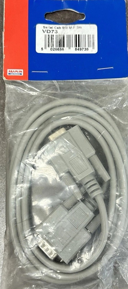 Maplin Electronics 6FT (2M) Gray Straight Through VD73 RS232 Serial Cable M/F