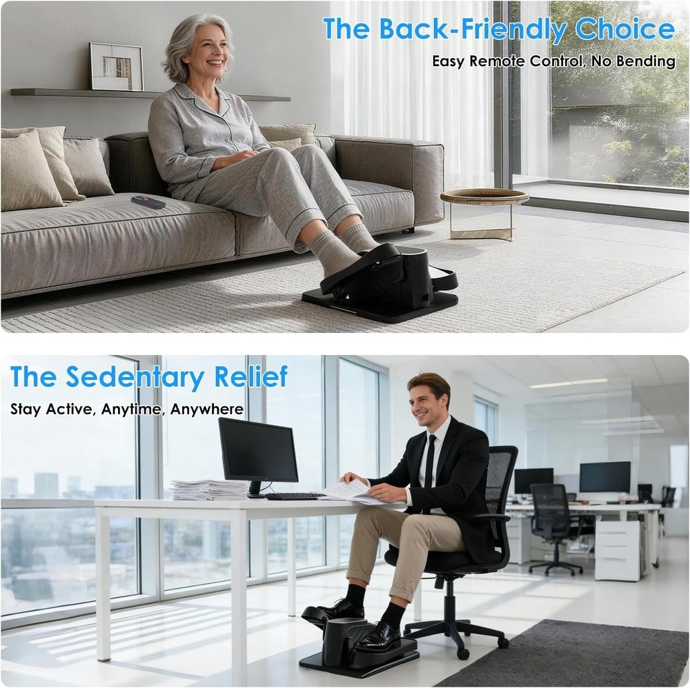 Under Desk Elliptical with Remote - 15 Speeds Motorized Leg Exerciser