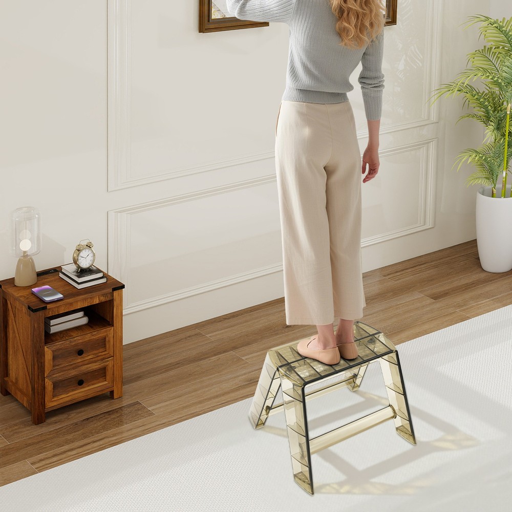 2 Step Protable Step Ladder Step Stool Clear Coffee Stool For Indoor Outdoor