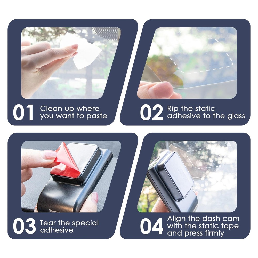 8Pcs Dashcam Windshield Sticker, Electrostatic Stickers for Dash Cam, 8-pcs