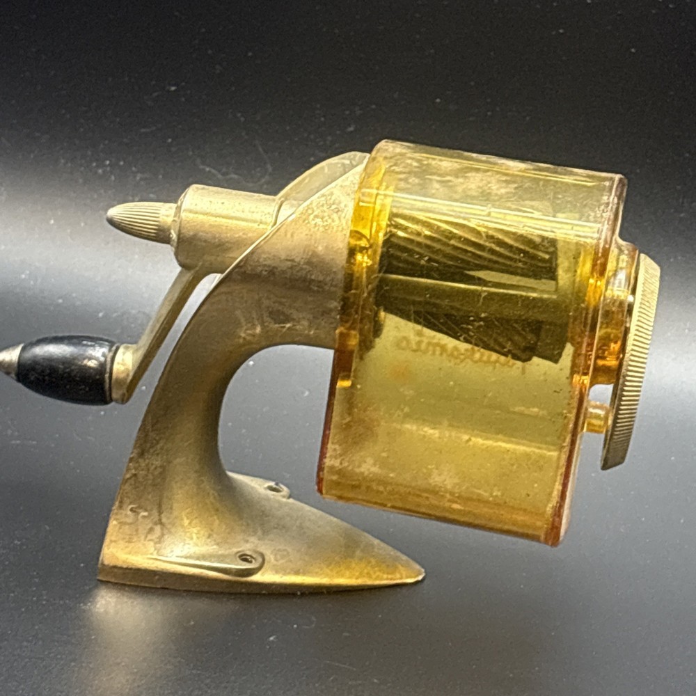FUTURAMIC PENCIL SHARPENER Wall or Desk Mount Amber Brass