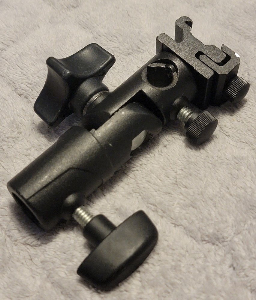 Used Camera Umbrella Adapter Bracket Bundle Swivel Reversible Threaded Studs