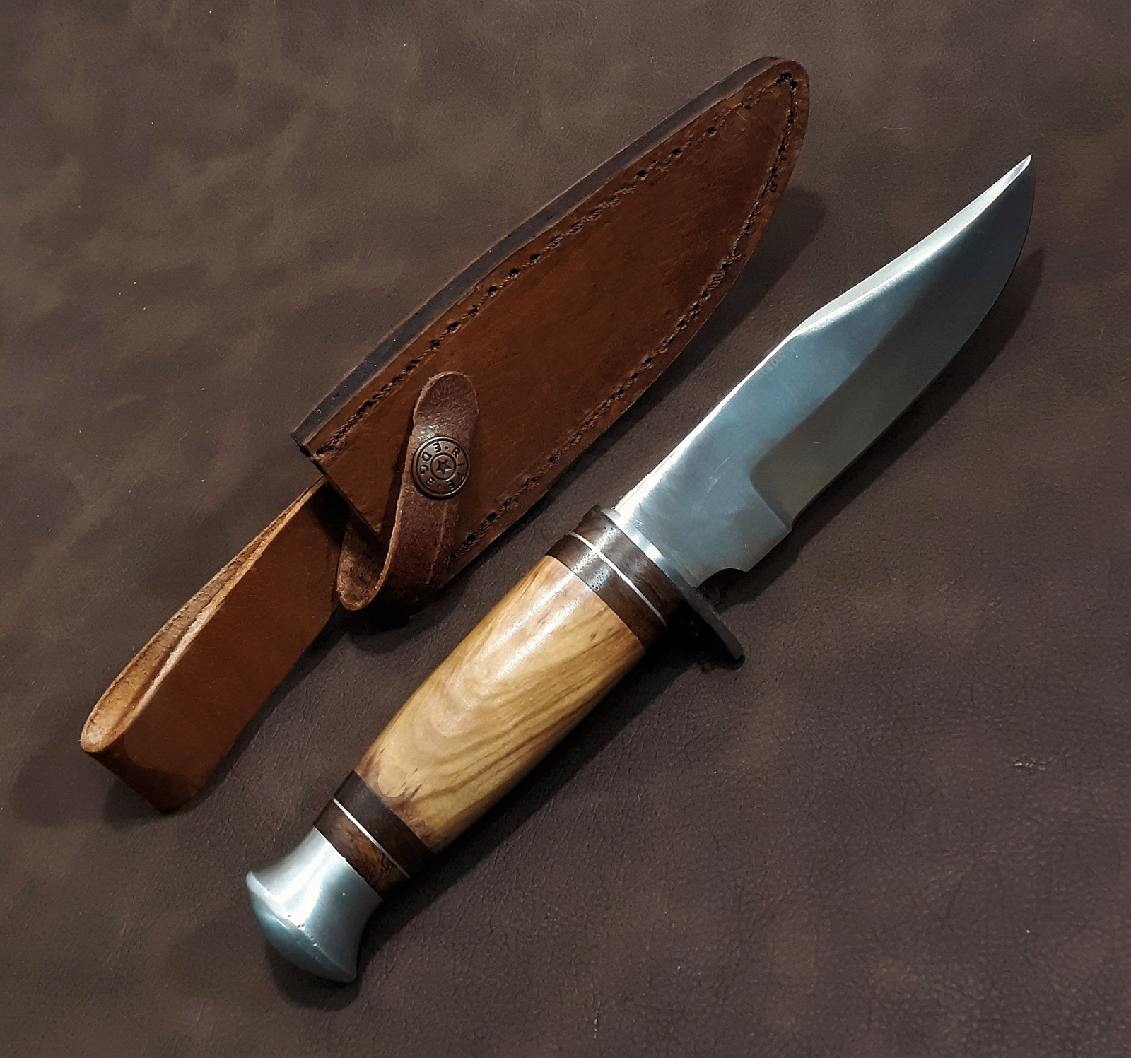 10" Olivewood Handle EDC Hunting & Camping Knife with Sheath