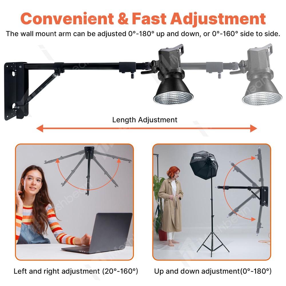 51" Wall Mount Triangle Boom Arm Photography Light Triangle Wall Mount Bracket