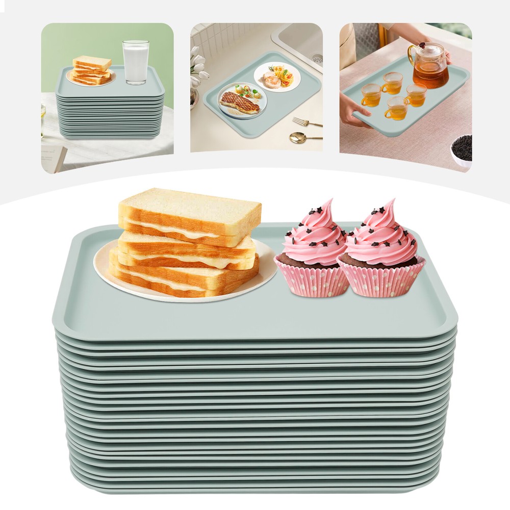 24pcs 13.39*9.45inch Fast Food Tray, PP Multi-Purpose Rectangle Serving Tray