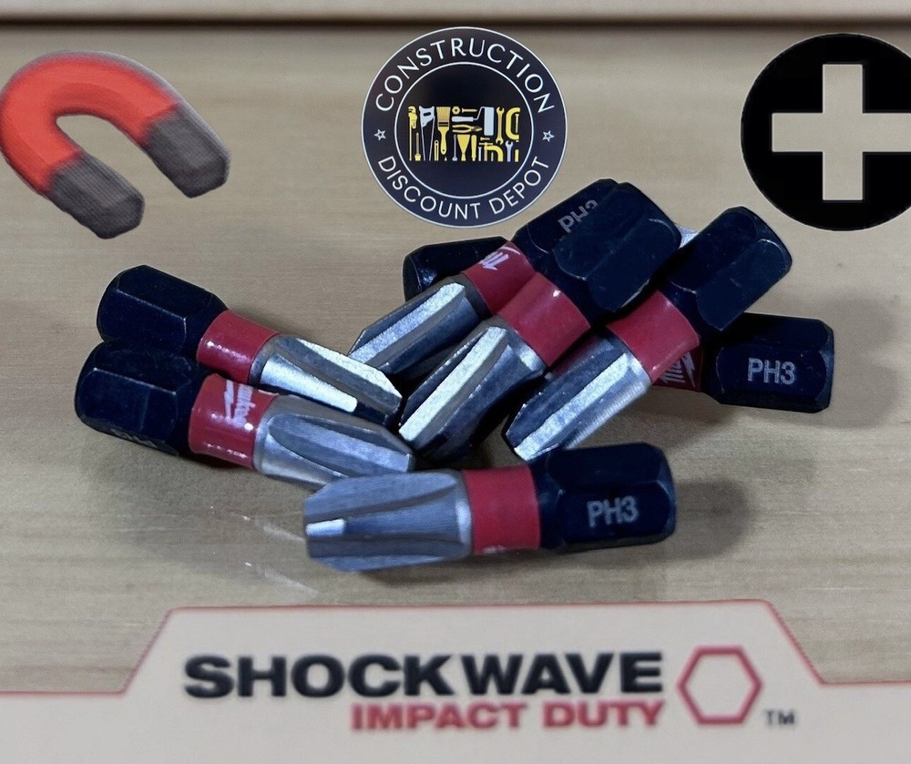 Milwaukee Shockwave Impact Duty 8 Bit Set PH3 Screw Driver Bits