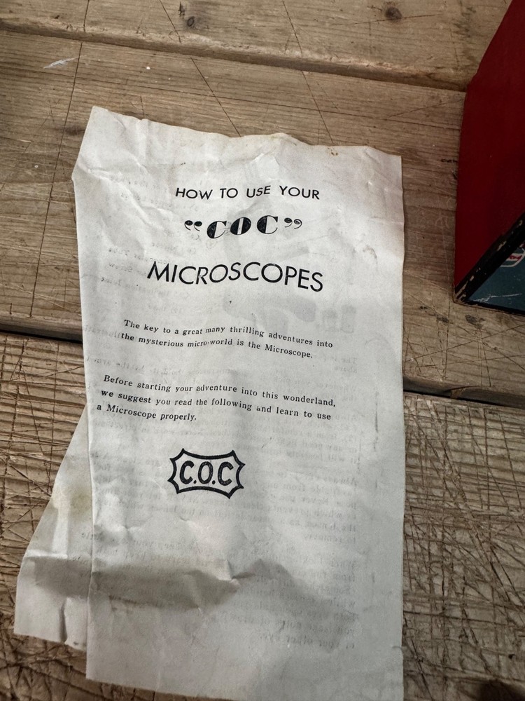 VINTAGE COC JUNIOR MICROSCOPE KIT / SET IN ORIGINAL BOX COMPLETE