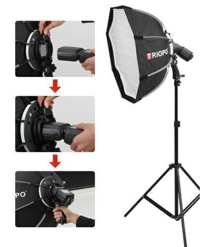 TRIOPO 90CM Octagon Softbox w/Handgrip Set for Speedlight Flash Bracket