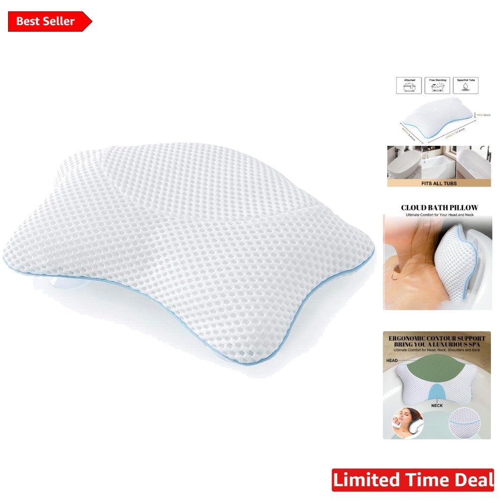 Ergonomically Designed Bath Pillow with 4 Suction Cups - Ultimate Relaxation