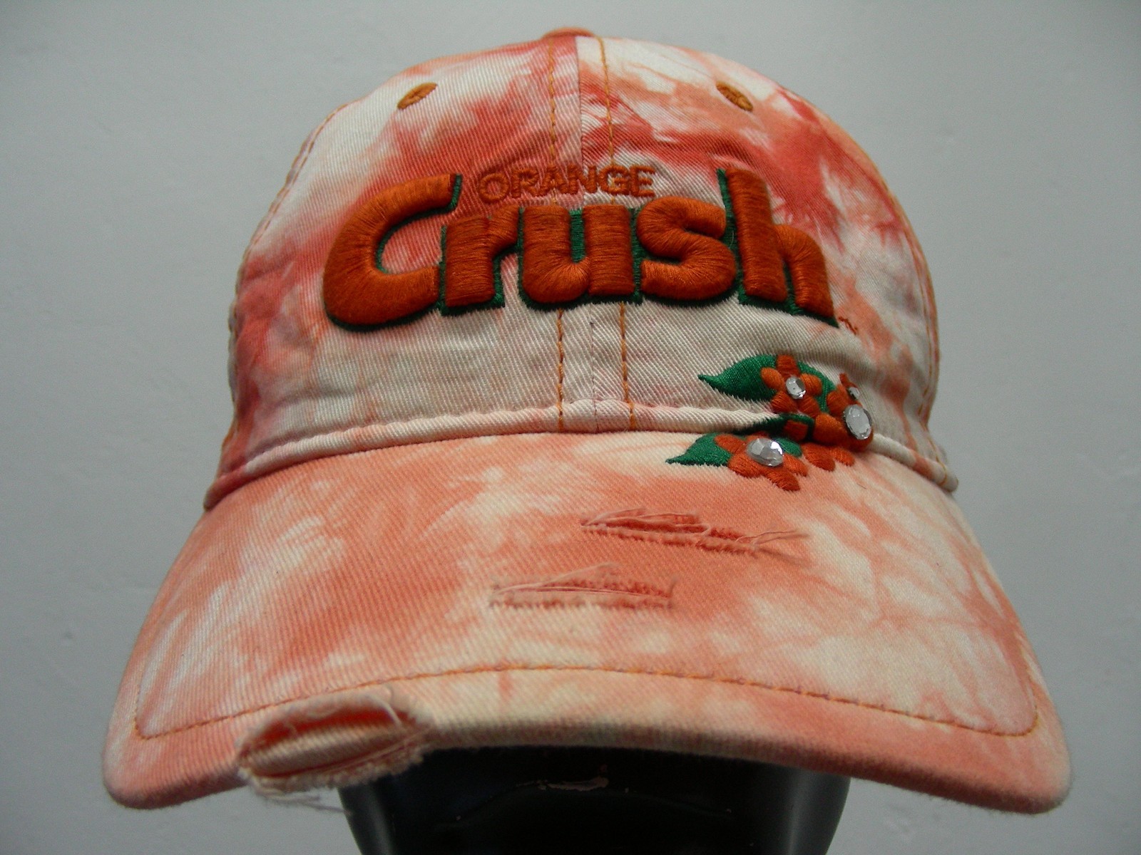 ORANGE CRUSH - Distressed Style - LADIES One Size Adjustable Baseball Cap Hat!