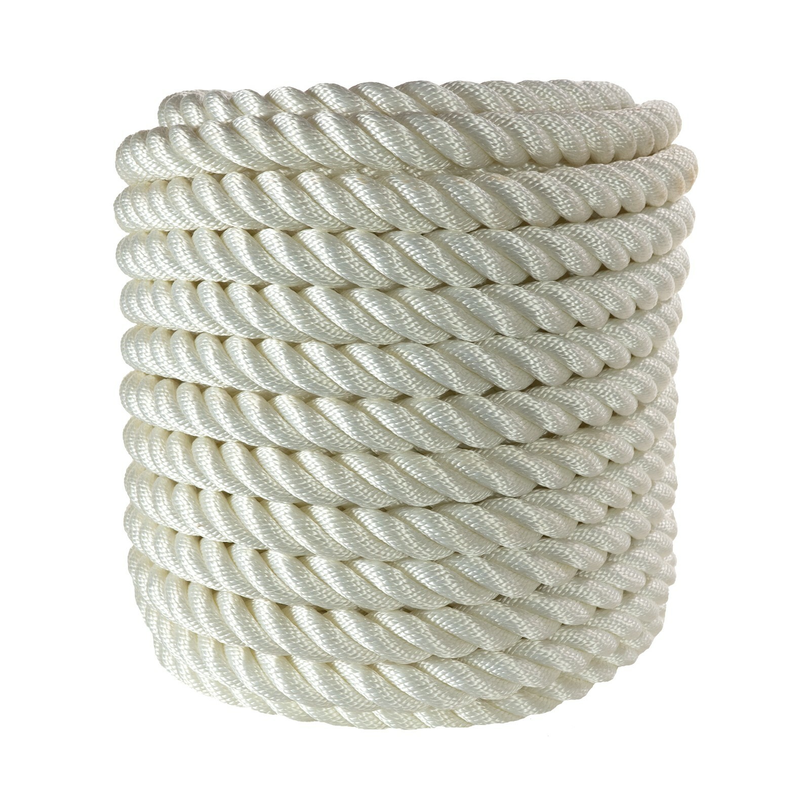 Premium 3 Strand Twisted White 100% Nylon Boat Rope Anchor Line Dock Mooring