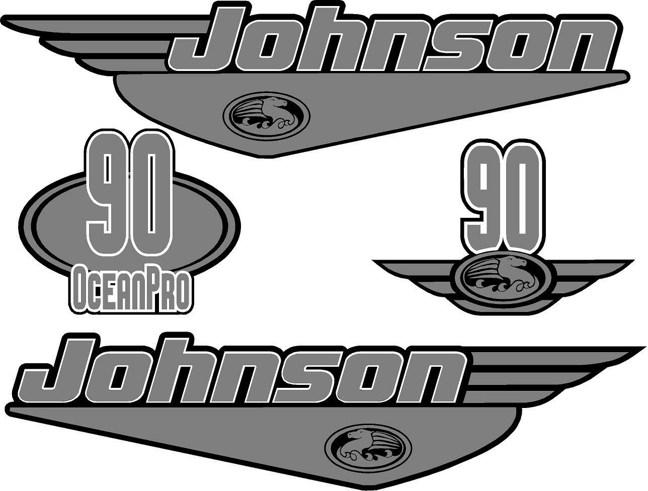Johnson 90HP Oceanpro Outboard Boat Motor Decal Kit Cowling Engine
